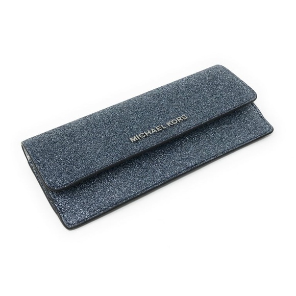 Michael Kors Jet Set Travel Giftables Leather Flat Wallet in Dusty Blue NWT - Picture 1 of 8